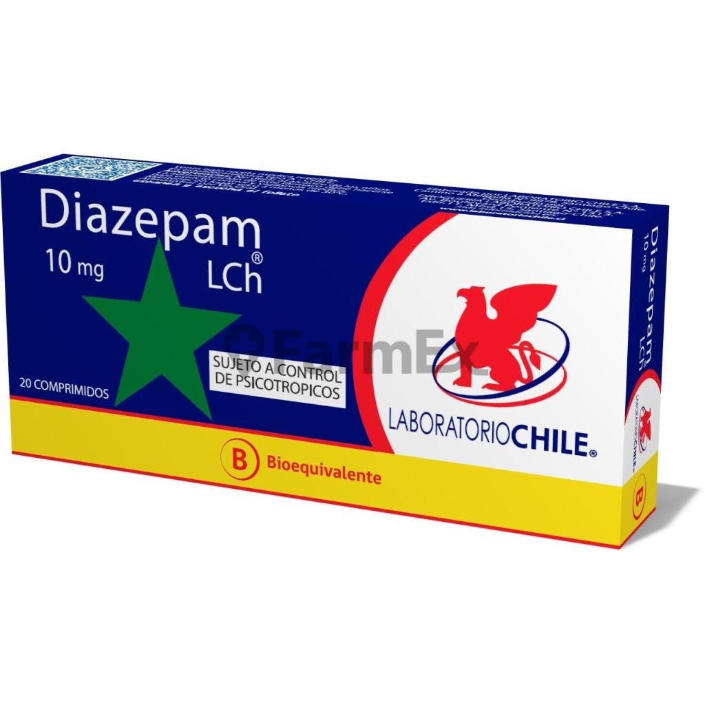 Diazepam 10 mg x 20 comprimidos (Venta solo en sucursal) LAB. CHILE